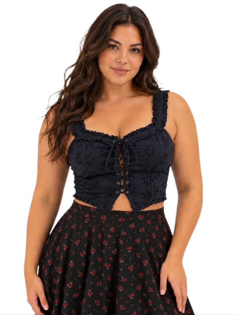 UO Layla Eyelet Corset Top